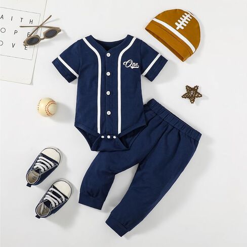 Baby Boy 1st Birthday Outfit - One Year Old Sports Baseball Bodysuit in Saudi Arabia