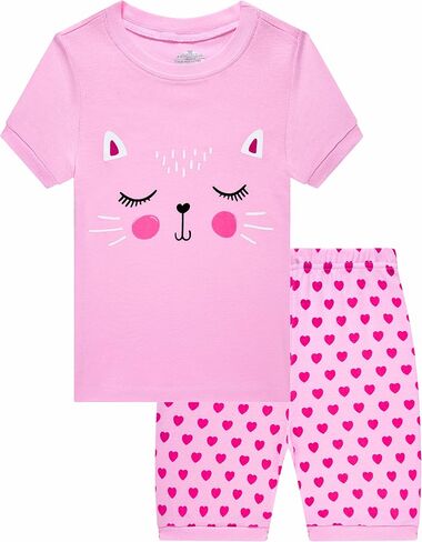 KikizYe Little Big Girls Pajamas Set Short Sleeve PJs 100% Cotton Pyjamas in Kuwait