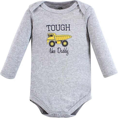 Hudson Baby baby girls Long-sleeve Bodysuits Hudson Unisex Cotton Long Sleeve Bodysuits Construction 3 Pack 6 Months, Construction 3-pack, 3-6 Months US in Saudi Arabia