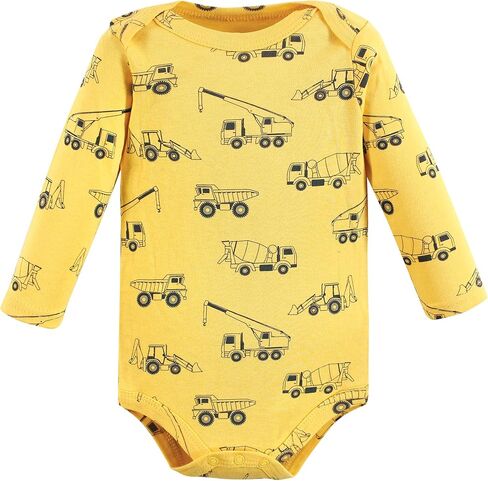 Hudson Baby baby girls Long-sleeve Bodysuits Hudson Unisex Cotton Long Sleeve Bodysuits Construction 3 Pack 6 Months, Construction 3-pack, 3-6 Months US in Saudi Arabia
