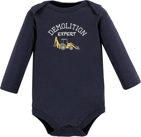 Hudson Baby baby girls Long-sleeve Bodysuits Hudson Unisex Cotton Long Sleeve Bodysuits Construction 3 Pack 6 Months, Construction 3-pack, 3-6 Months US in Saudi Arabia