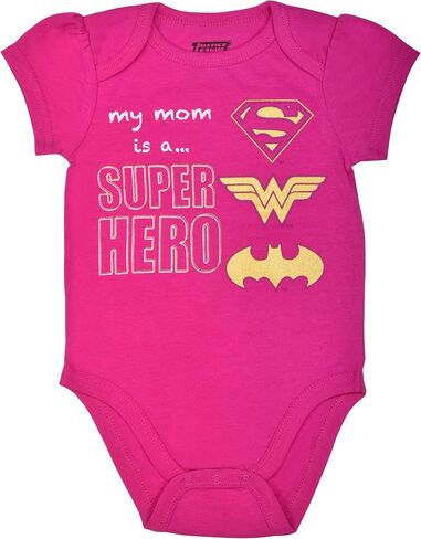 WARNER BROS DC Comics Girls’ Short Sleeve Bodysuit 5 Pack for Newborn and Infant – Purple/Pink/White/Blue/Red in Saudi Arabia