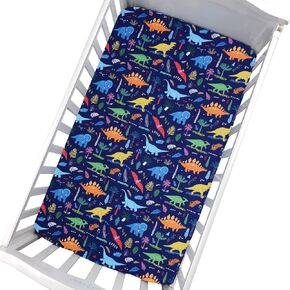 Cloele Dinosaur Fitted Crib Sheet for Baby Boys,Blue,1 Pack Baby Crib Sheet | 100% Polyester, For Standard Crib and Toddler Mattresses,Nursery Bed Sheet, in Saudi Arabia