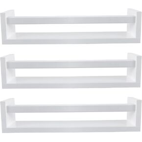 Wall Bookshelves for Kids,Book Shelf Organizer for Baby Nursery Décor,Nursery Book Shelves Set of 2,Wood Floating Nursery Shelves for Wall (Set of 2 White)