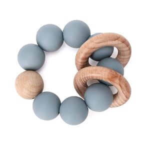Socub Baby Teething Toy, Organic Baby Teething Ring, Silicone & Beech Baby Rattle Teether for baby 3+ Months, BPA Free, Clay