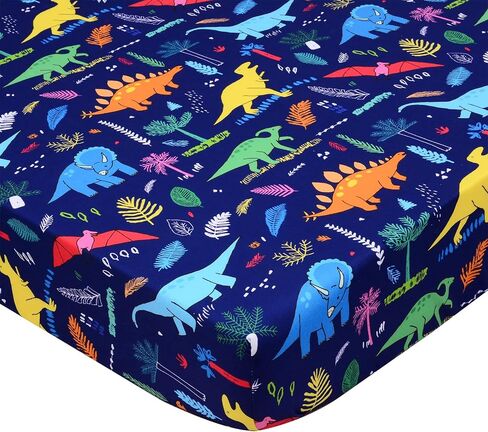 Cloele Dinosaur Fitted Crib Sheet for Baby Boys,Blue,1 Pack Baby Crib Sheet | 100% Polyester, For Standard Crib and Toddler Mattresses,Nursery Bed Sheet, in Saudi Arabia