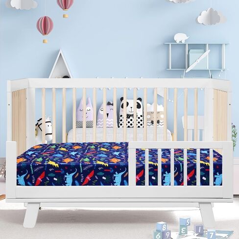 Cloele Dinosaur Fitted Crib Sheet for Baby Boys,Blue,1 Pack Baby Crib Sheet | 100% Polyester, For Standard Crib and Toddler Mattresses,Nursery Bed Sheet, in Saudi Arabia