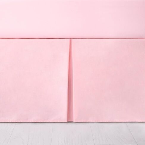 TILLYOU Pink Pleated Crib Bed Skirt for Baby Boys Girls, 100% Natural Soft Dust Ruffle, Standard Nursery Bedding Toddler Bedskirt Solid, 14" Drop in Kuwait