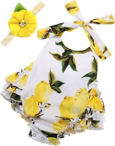 PrinceSasa Baby Girl's Floral Print Ruffles Romper Summer Clothes in Kuwait