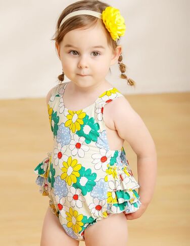 PrinceSasa Baby Girl's Floral Print Ruffles Romper Summer Clothes in Kuwait