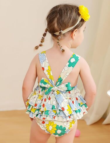 PrinceSasa Baby Girl's Floral Print Ruffles Romper Summer Clothes in Kuwait