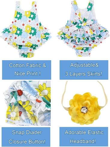 PrinceSasa Baby Girl's Floral Print Ruffles Romper Summer Clothes in Kuwait