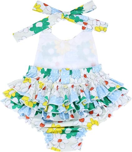 PrinceSasa Baby Girl's Floral Print Ruffles Romper Summer Clothes in Kuwait