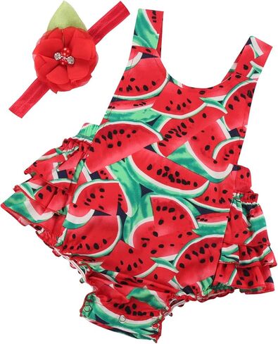PrinceSasa Baby Girl's Floral Print Ruffles Romper Summer Clothes in Kuwait