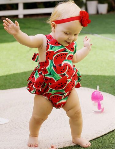 PrinceSasa Baby Girl's Floral Print Ruffles Romper Summer Clothes in Kuwait