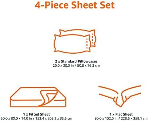 طقم ملاءات سرير من الألياف الدقيقة خفيفة الوزن وناعمة للغاية وسهلة العناية من أمازون بيسيكس مكونة من 4 قطع مع جيوب عميقة مقاس 14 بوصة، مقاس كوين، عنابي، صلب in Kuwait