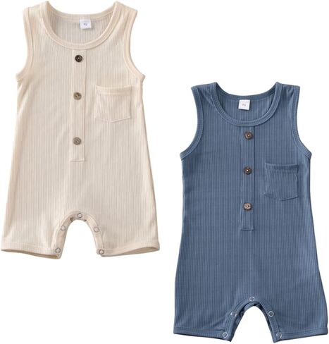iddolaka 2 Pack Newborn Summer Baby Boy Girl Romper Bodysuit Jumpsuit Playsuit One Piece Outfit Clothes in Saudi Arabia