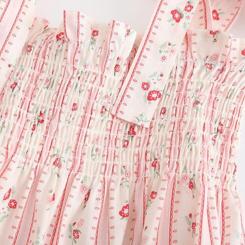 Colorful Childhood Baby Girls Summer Dress Toddler Strap Smocked Floral Boho Beach Dress Rompers Sisters Matching Outfits in Saudi Arabia