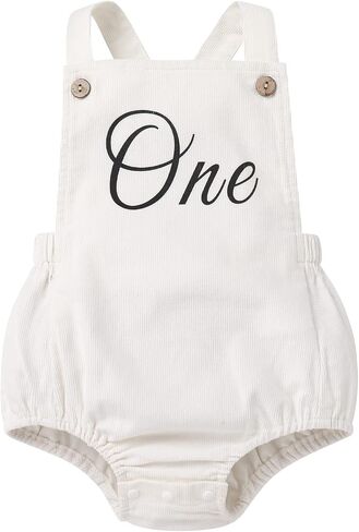 IBTOM CASTLE Baby Girls Boys First Birthday Outfit Sleeveless Corduroy Romper Cake Smash Photo Shoot One Year Old Clothes in Saudi Arabia