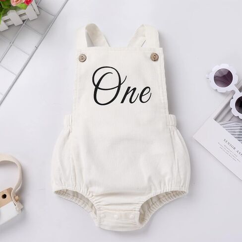 IBTOM CASTLE Baby Girls Boys First Birthday Outfit Sleeveless Corduroy Romper Cake Smash Photo Shoot One Year Old Clothes in Saudi Arabia