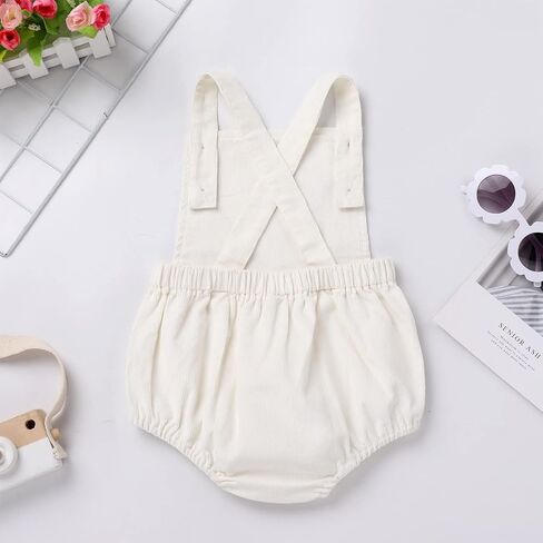 IBTOM CASTLE Baby Girls Boys First Birthday Outfit Sleeveless Corduroy Romper Cake Smash Photo Shoot One Year Old Clothes in Saudi Arabia