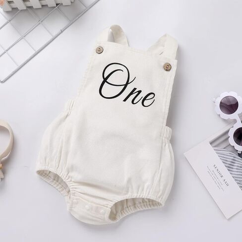 IBTOM CASTLE Baby Girls Boys First Birthday Outfit Sleeveless Corduroy Romper Cake Smash Photo Shoot One Year Old Clothes in Saudi Arabia