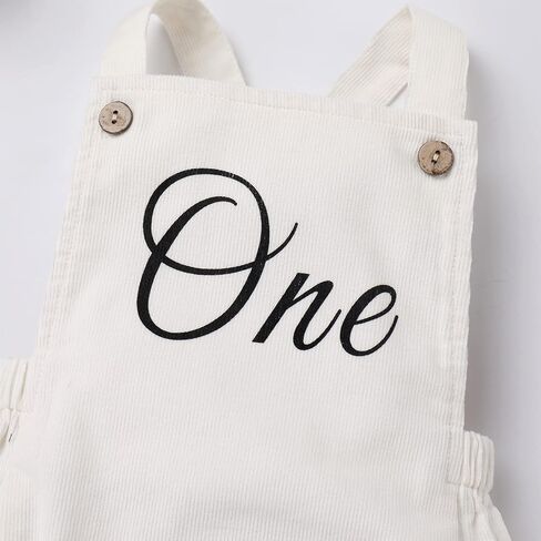 IBTOM CASTLE Baby Girls Boys First Birthday Outfit Sleeveless Corduroy Romper Cake Smash Photo Shoot One Year Old Clothes in Saudi Arabia