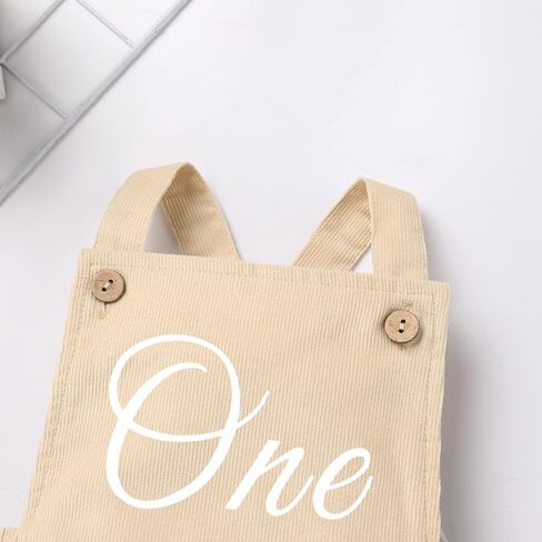 IBTOM CASTLE Baby Girls Boys One Birthday Party Romper Overalls Cake Smash Corduroy Sleeveless Backless Bodysuit Photo Shoot in Saudi Arabia