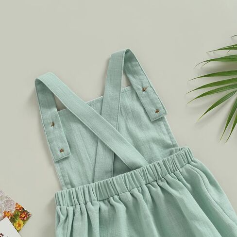 Newborn Baby Summer Romper Unisex Solid Color Button Jumpsuit Sleeveless Backless Overalls Outfits 1Pcs in Saudi Arabia