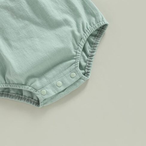 Newborn Baby Summer Romper Unisex Solid Color Button Jumpsuit Sleeveless Backless Overalls Outfits 1Pcs in Saudi Arabia
