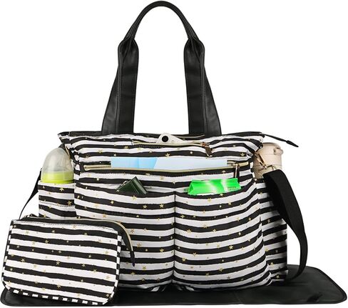 YESLAU Diaper Bag Tote with Changing Pad and Wallet Large Travel Diaper Tote for Mom Star Print 3Pcs Set in Saudi Arabia