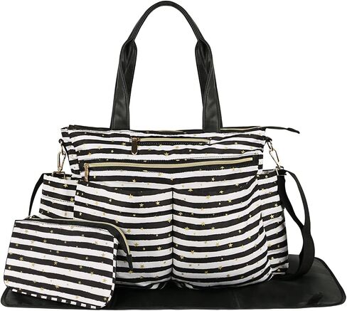 YESLAU Diaper Bag Tote with Changing Pad and Wallet Large Travel Diaper Tote for Mom Star Print 3Pcs Set in Saudi Arabia