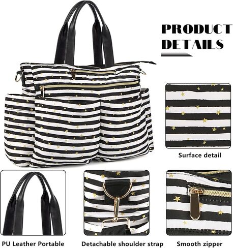 YESLAU Diaper Bag Tote with Changing Pad and Wallet Large Travel Diaper Tote for Mom Star Print 3Pcs Set in Saudi Arabia