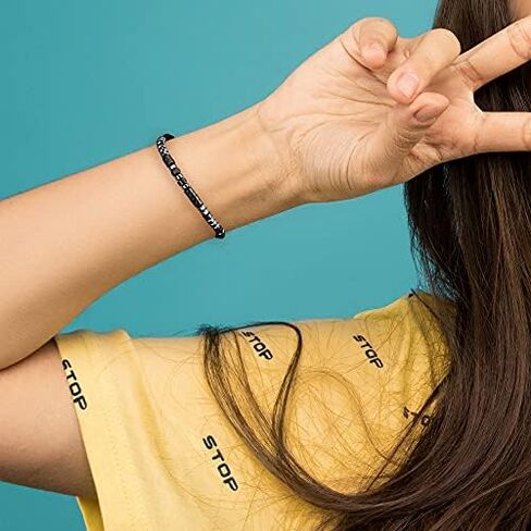 JoycuFF مورس رمز أساور للنساء الرجال الهدايا لها أمي أبي ابنة أخت أفضل صديق مضحك أساور ملهمة للنساء الفتيات المجوهرات قابل للتعديل الحرير مطرز التفاف سوار in Kuwait