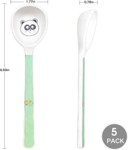 Bamboo Kids Toddler Spoons Set, 5 Pack Toddler Utensils Cutlery Set | Child and Kids Feeding Flatware Set for Soup,Dinner, Dessert, BPA Free, Dishwasher Safe, NOT FIT FOR BABIES WITH SMALL MOUTH in Saudi Arabia