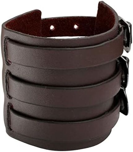Eigso 2Pcs Pu Leather Bracelets Hip-hop Punk Rock Cuff No Spike Gothic Wrist Band Pair Black for Men in Saudi Arabia