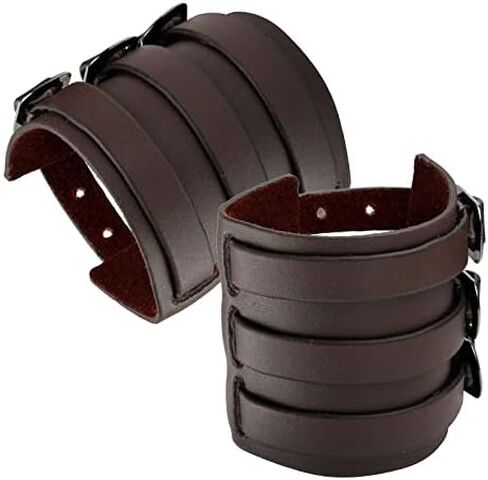 Eigso 2Pcs Pu Leather Bracelets Hip-hop Punk Rock Cuff No Spike Gothic Wrist Band Pair Black for Men in Saudi Arabia