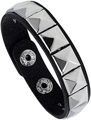 Manfnee 4Pack Punk Goth Bracelet for Man Women Leather Spike Rivet Metal Studded Wristbang Black in Saudi Arabia