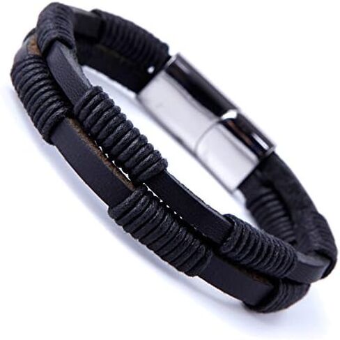 جلد بني داكن حول موضوع الطبيعة سوار له ولها، للجنسين، جلد طبيعي 100%، 8 بوصة، 8 بوصة، جلد، بدون أحجار كريمة, 8 inches, جلد, بدون أحجار كريمة in Kuwait