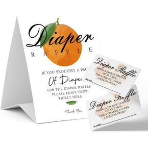 تذاكر سحب حفاضات استحمام الطفل، بطاقات ألعاب هدية لحفلات استقبال المولود الجديد، تذكرة سحب برتقالية، للجنسين صبي أو فتاة، مجموعة ديكورات حمام الطفل (علامة واحدة + 50 بطاقة)، ​​مع مجموعة من الحفاضات - DLM304 in Kuwait
