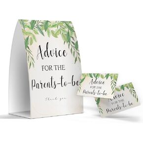 نصيحة للآباء المستقبليين، ألعاب استحمام الطفل باللون الأخضر، حمام الطفل ذو الطابع الأخضر، بطاقات نصيحة للآباء الجدد باللون الأخضر، تذكارات للأم والأب الجديد - لافتة واحدة + 50 بطاقة (GES19) in Kuwait