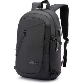 WENIG Anti-Theft Travel Laptop Backpack with USB Charging Port Lock,Water Resistant Slim Work Computer Bag for Men College Bookbags Fits 15.6 Inch Laptop