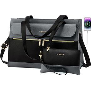 LOVEVOOK Laptop Bag for Women 15.6 Inch Tote Work Professional Leather Computer Briefcase Waterproof Handbag Shoulder Large Capacity Business Teacher Office Crossbody Purse