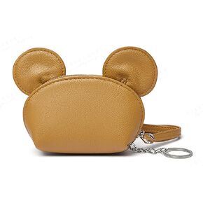 محفظة نقود من الجلد الطبيعي، محفظة صغيرة لتغيير شكل أذن الفأر اللطيف مع حلقة مفاتيح وسحاب للسيدات والفتيات in Kuwait