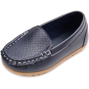 LONSOEN Toddler Little Kid Boys Girls Soft Slip On Loafers Dress Flat Shoes