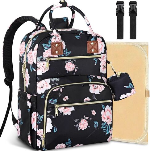 Tenot Diaper Bag Backpack, Baby Diaper Bag with Changing Pad Black | Large Capacity, Waterproof, Baby Bags for Mom, Dad, Travel Baby Diaper Backpack with Pacifier Case, Baby Girl Boy in Saudi Arabia