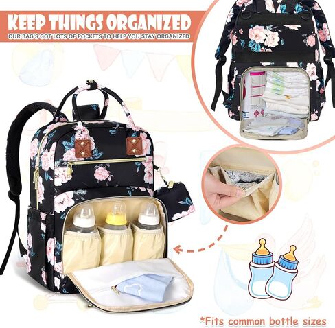 Tenot Diaper Bag Backpack, Baby Diaper Bag with Changing Pad Black | Large Capacity, Waterproof, Baby Bags for Mom, Dad, Travel Baby Diaper Backpack with Pacifier Case, Baby Girl Boy in Saudi Arabia