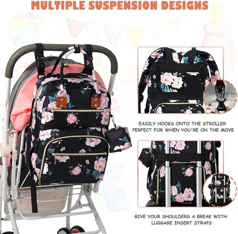 Tenot Diaper Bag Backpack, Baby Diaper Bag with Changing Pad Black | Large Capacity, Waterproof, Baby Bags for Mom, Dad, Travel Baby Diaper Backpack with Pacifier Case, Baby Girl Boy in Saudi Arabia
