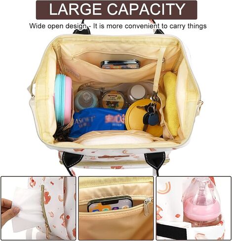 Diaper Bag Backpacks, Waterproof Nappy Changing Backpacks Bear White in Kuwait