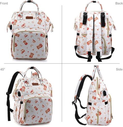 Diaper Bag Backpacks, Waterproof Nappy Changing Backpacks Bear White in Kuwait